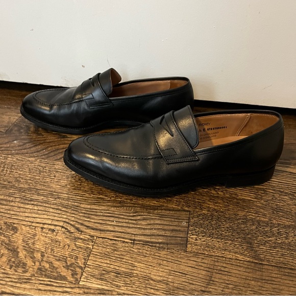 Crockett & Jones Sydney Black Leather Slip-On Penny Loafers shoes